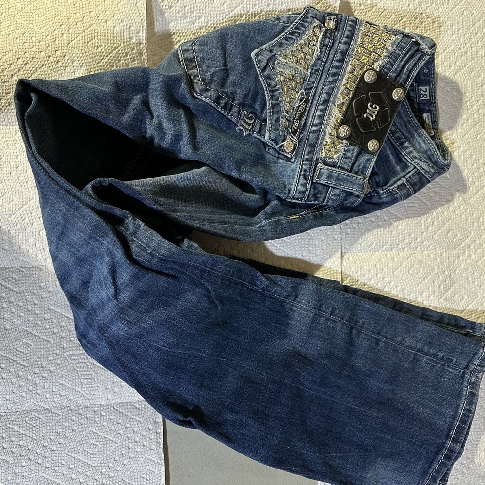 Miss Me Blue Denim Jeans with Embellished Pockets